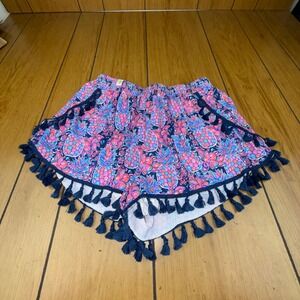 Simply Southern‎ L/XL Pineapple Print Tassel Hem Shorts Elastic Waist Comfy